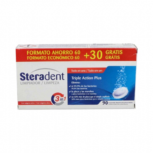 Steradent triple accion plus - limpieza protesis dental (90 comprimidos)