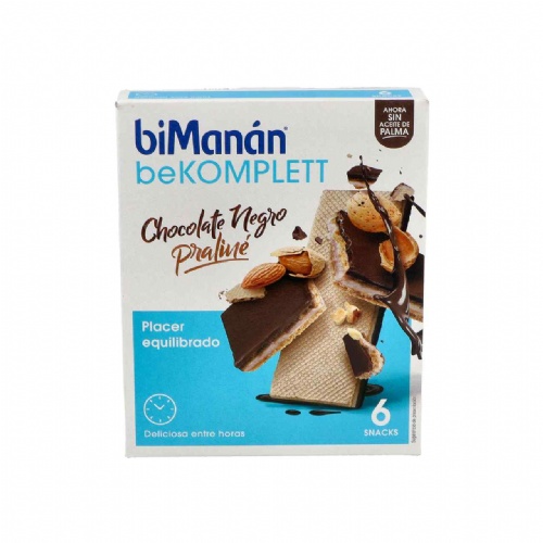 Bimanan bekomplett snack barquillo (6 unidades 20 g sabor chocolate negro-praline)