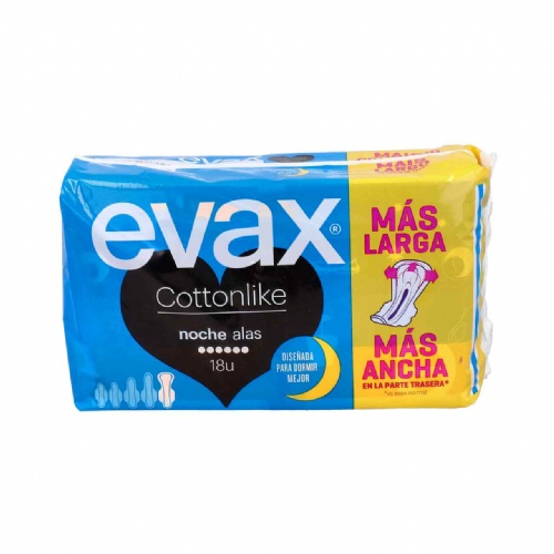 Compresas higienicas femeninas - evax cottonlike (noche con alas 18 compresas)