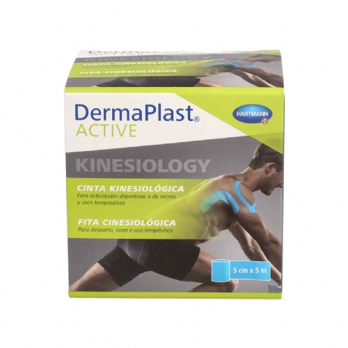 Cinta kinesiologica - dermaplast active (1 unidad 5 m x 5 cm color azul)