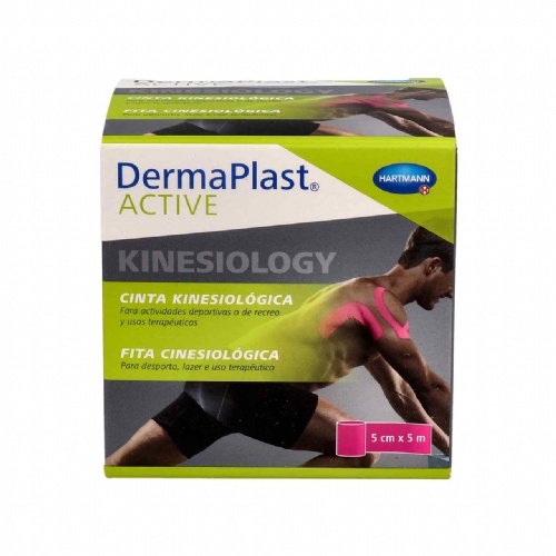 Cinta kinesiologica - dermaplast active (1 unidad 5 m x 5 cm color rosa)