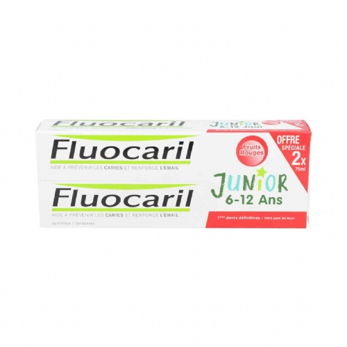 Fluocaril junior 6-12 años (2 envases 75 ml frutos rojos)