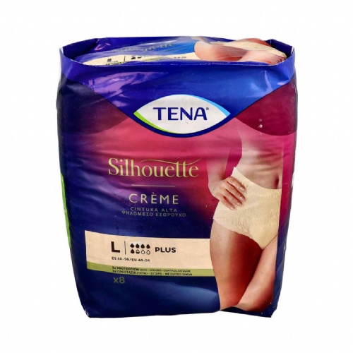 Absorbente incontinencia orina dia anatomico - tena silhouette braga cintura alta crema (8 unidades 