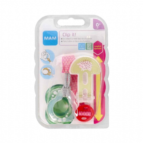 Broche para chupete - mam clip it! (rosa)