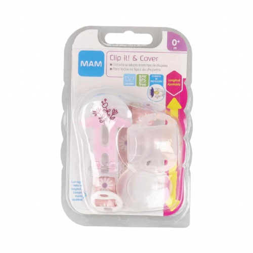 Broche para chupete y cubierta de proteccion - mam clip it! & cover (rosa)