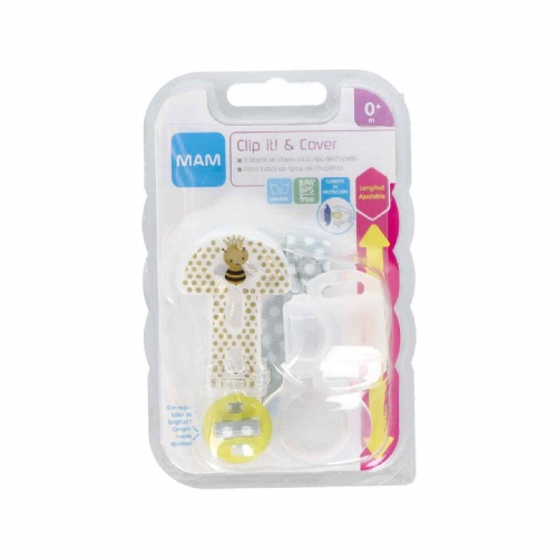 Broche para chupete y cubierta de proteccion - mam clip it! & cover (gris)