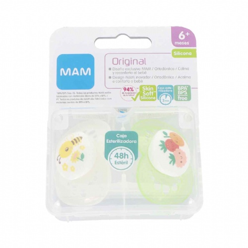 Chupete silicona - mam original (+ 6 m pack doble verde)