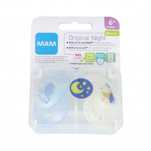 Chupete silicona - mam original night (+ 6 m pack doble azul)