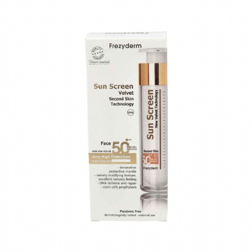 Sun screen velvet face spf50+ - frezyderm (50 ml)