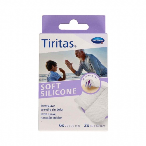 Tiritas soft silicone - aposito adhesivo (6 u x (25 x 72 mm) + 2 u x (40 x 60 mm))