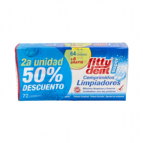 Fittydent super comprimidos - limpieza protesis dental (duplo 72 comprimidos)