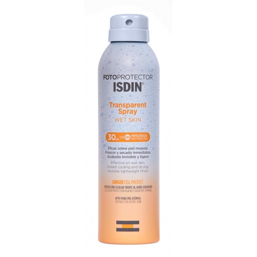 Isdin fotoprotector transparent spray wet skin spf 30 (1 envase 250 ml)