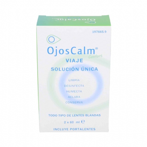 Ojoscalm lentes de contacto blandas - solucion unica (viaje 60 ml 2 u)