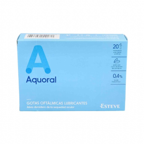 Aquoral gotas humectantes c/ a hialuronico 0.4% - gotas oftalmicas lubricantes esteriles (0.5 ml 20 