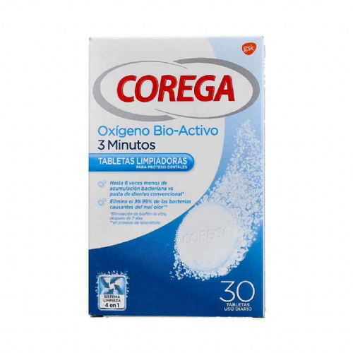 Corega oxigeno bio-activo - limpieza protesis dental (30 tabletas)