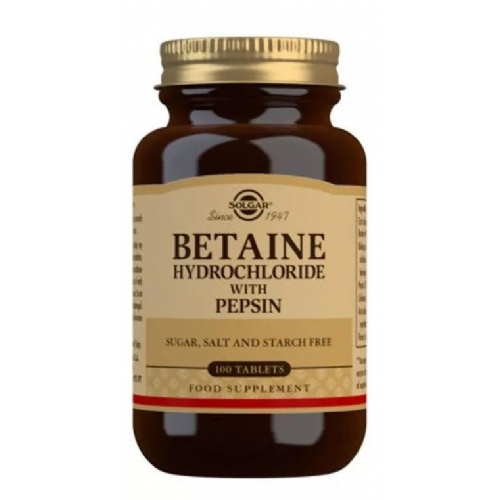 Solgar betaine clorhidr con peps 100 com