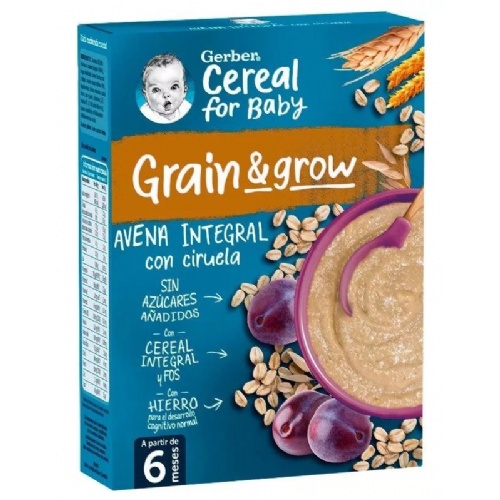 Gerber avena integral con ciruela (1 estuche 250 g)