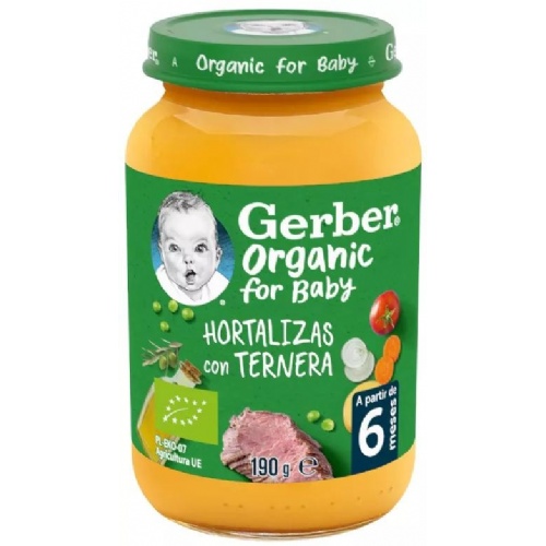 Gerber organic hortalizas con ternera (1 tarrito 190 g)