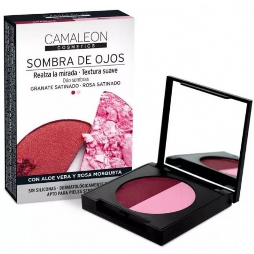 Camaleon cosmetics sombra de ojos duo (1 caja (2 sombras 2,3 g) color granate + rosa)