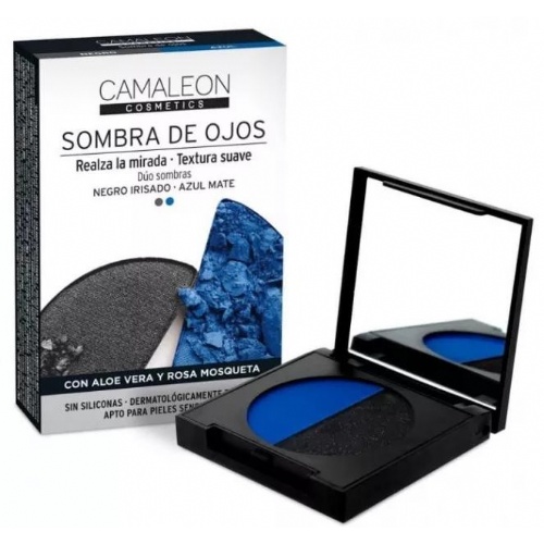 Camaleon cosmetics sombra de ojos duo (1 caja (2 sombras 2,3 g) color negro + azul)