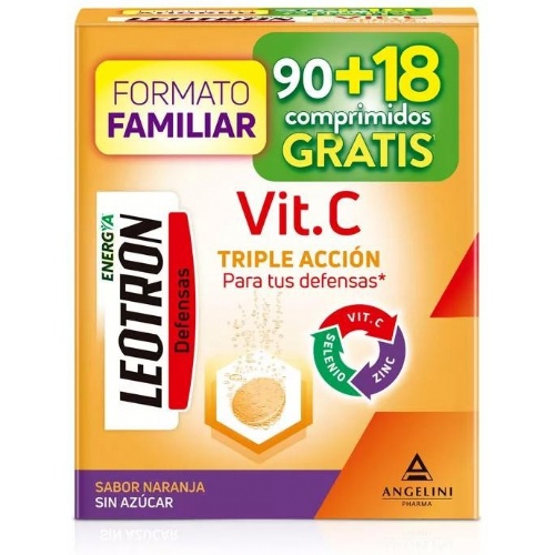 Leotron vit c naranja s/azucar 90+18 comp