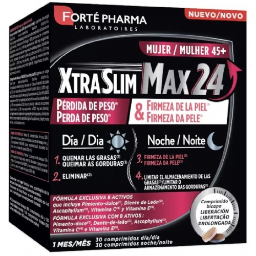 Xtraslim max 24 mujer 45+ (60 comprimidos liberacion prolongada (30 comprimidos dia + 30 comprimidos