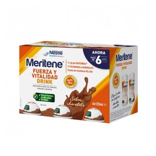 Meritene fuerza y vitalidad drink (6 unidades 125 ml pack sabor chocolate)